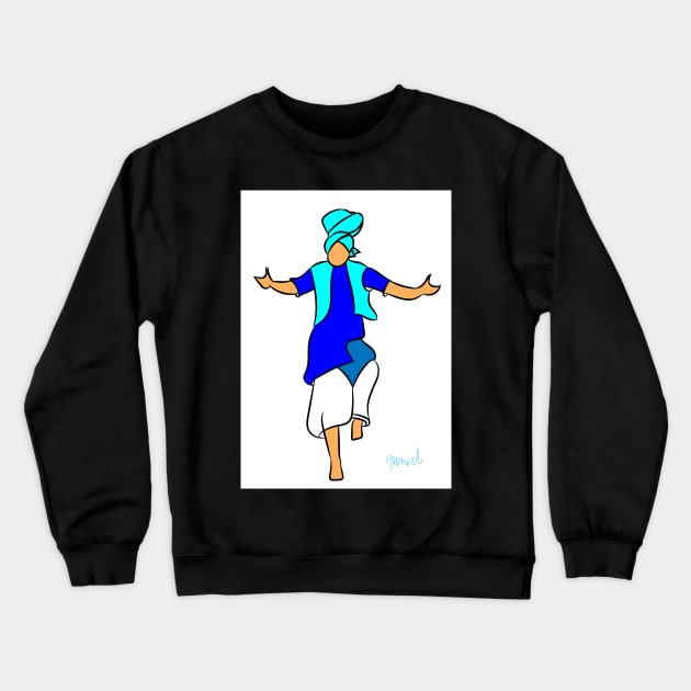 Bhangra Dancer blue Crewneck Sweatshirt by sukhpalgrewal